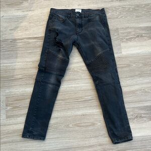 KDNK Men's Charcoal Skinny Jeans with Distressed Details